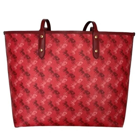 Nwt Coach Reversible Red Horse & Carriage Shoulder Bag Purse - Picture 3 of 16